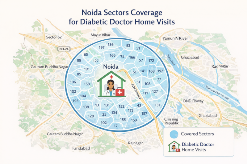 ApnaDoc diabetic doctor service coverage map across all Noida sectors