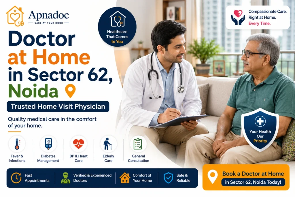 Home visit doctor consulting patient in Sector 62 Noida